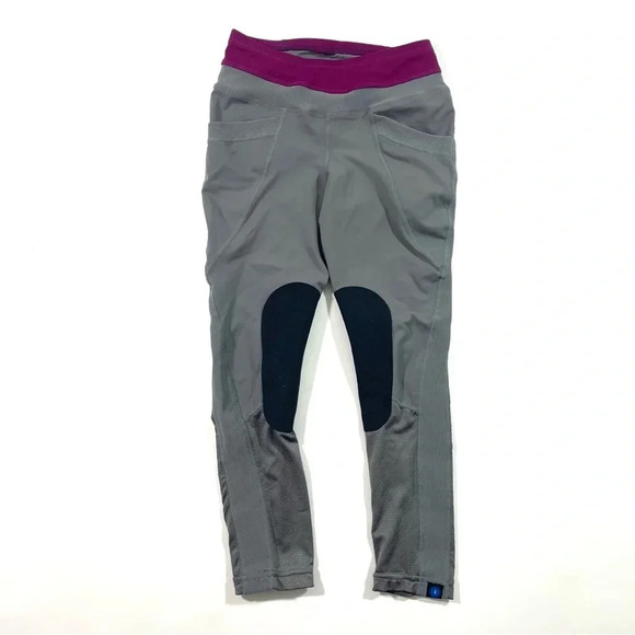 New Irideon Kids Synergy Riding Tight Breeches Dove Grey Raspberry - Picture 2 of 6